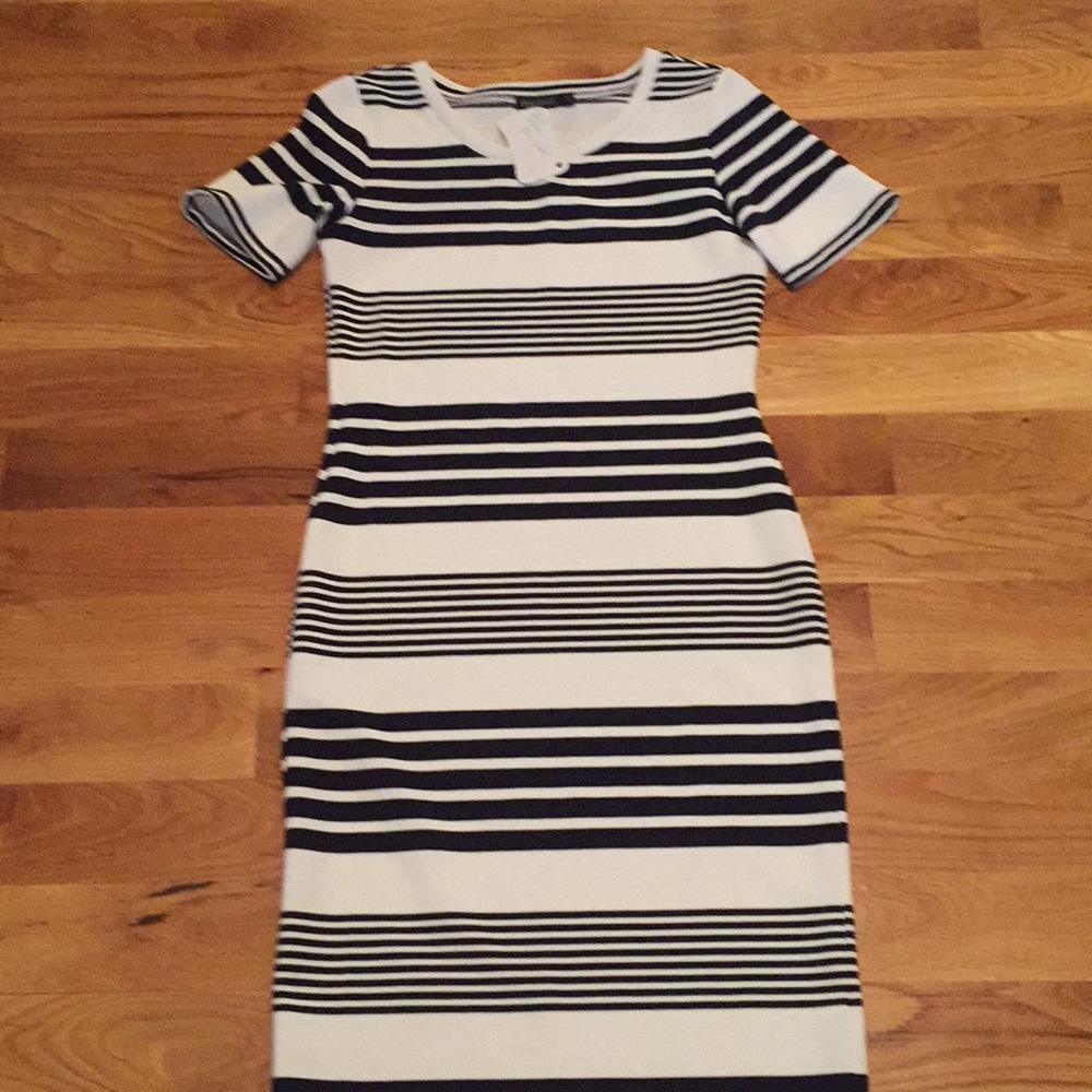 Navy and White Striped Dress